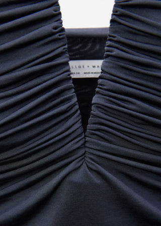 Vestido Escote Palabra de Honor con Detalle Drapeado