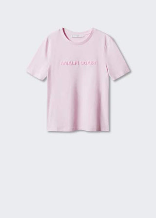 Camiseta Mensaje Bordado, Rosa