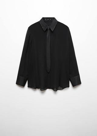 Camisa Semitransparente con Detalles de Satén