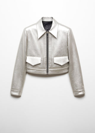 Chaqueta Corta con Acabado Metalizado
