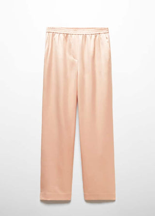 Pantalón Satinado con Cintura Elástica, Rosa