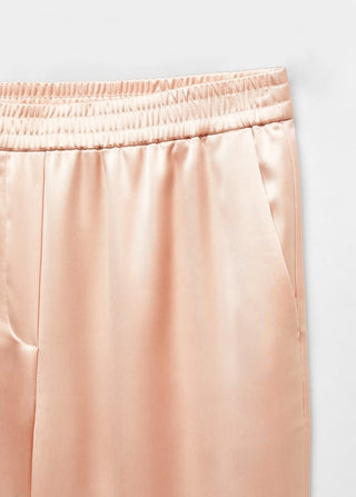 Pantalón Satinado con Cintura Elástica, Rosa