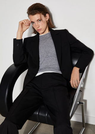 Blazer Recto con Mangas Fruncidas