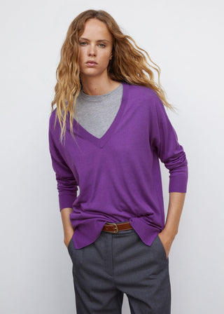 Sudadera Cuello Pico con Aberturas, Morado