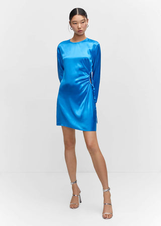 Vestido Manga Larga con Tejido Satinado