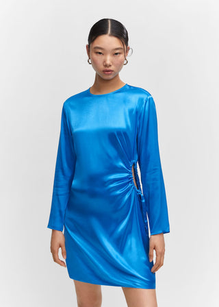 Vestido Manga Larga con Tejido Satinado