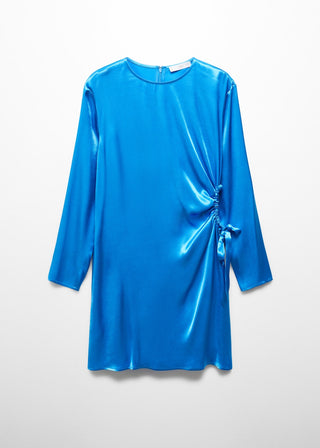 Vestido Manga Larga con Tejido Satinado
