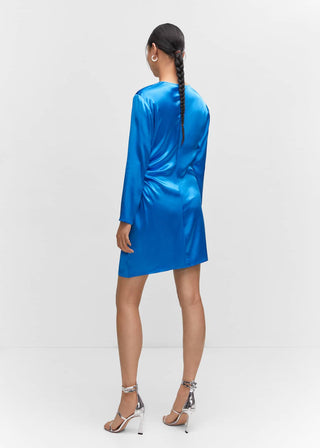 Vestido Manga Larga con Tejido Satinado
