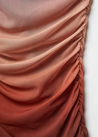 Vestido Drapeado con Estampado Degradado