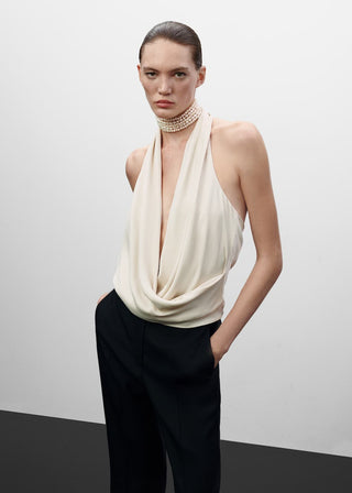 Blusa Drapeada con Tejido Satín