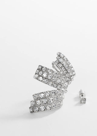 Ear Cuff Strass, Plateado