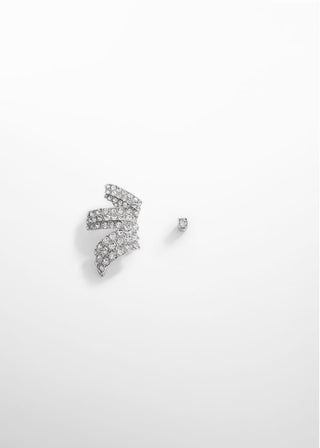 Ear Cuff Strass, Plateado