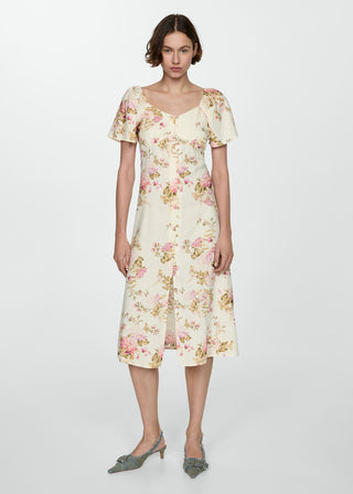 Short Sleeve Floral Print Dress
