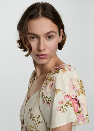 Short Sleeve Floral Print Dress