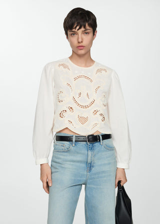 Blusa Bordada con Manga Abullonada