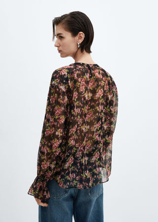 Blusa Semitransparente Estampado Floral