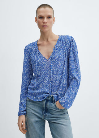 Blusa Escote Pico Estampada