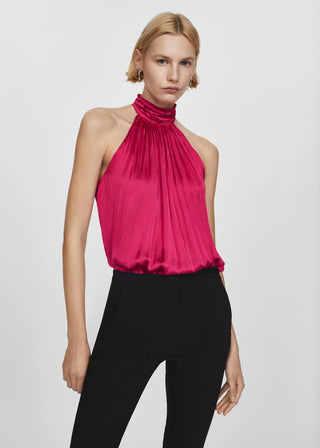 Blusa Satinada Cuello Alto