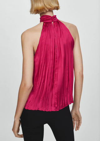 Blusa Satinada Cuello Alto
