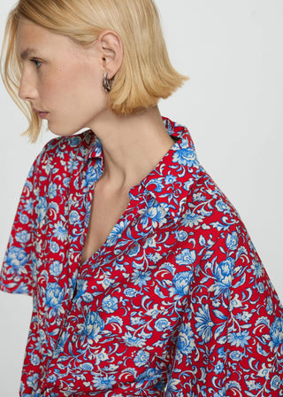 Camisa con Nudo Estampado Floral