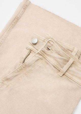 Jeans Culotte Tiro Alto, Beige