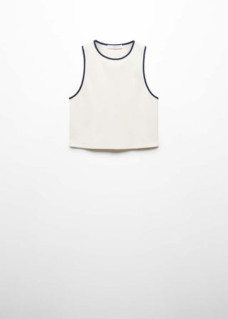 Camiseta Crop con Ribetes en Contraste