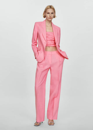Pantalón con Pinzas Delanteras de Lino