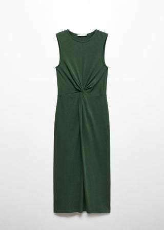Vestido Cuello Redondo con Detalle Nudo
