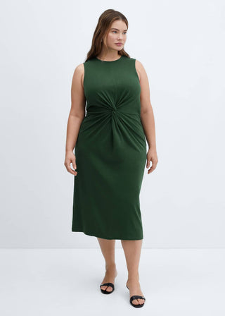Vestido Cuello Redondo con Detalle Nudo