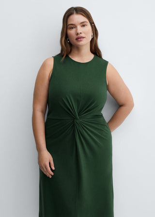 Vestido Cuello Redondo con Detalle Nudo