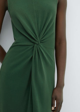 Vestido Cuello Redondo con Detalle Nudo