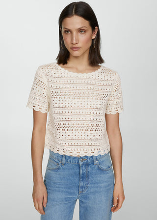 Blusa de Punto con Detalles Calados