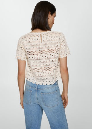 Blusa de Punto con Detalles Calados