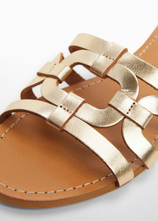 Sandalias Planas de Piel con Tiras