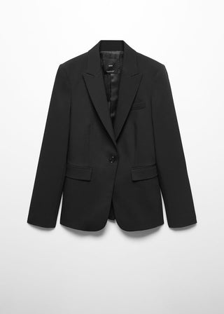 Blazer Entallado con Solapa, Negro