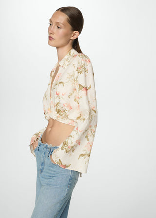 Blusa de Lino con Estampado de Flores