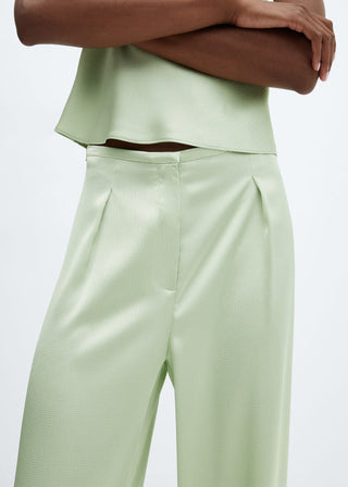 Pantalón Talle Alto Satinado, Verde