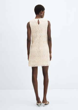Vestido Manga Corta con Tejido Bordado