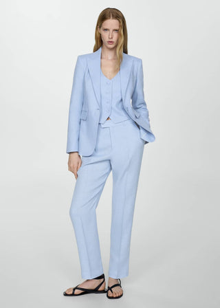 Blazer con Solapas de Lino