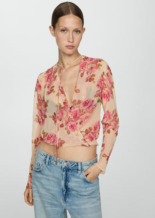 Blusa Cruzada con Estampado Floral