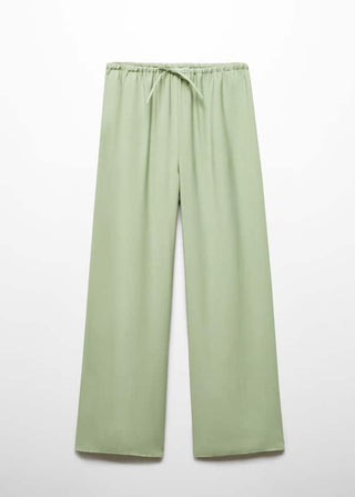 Pantalón Wideleg con Cintura Elástica, Verde