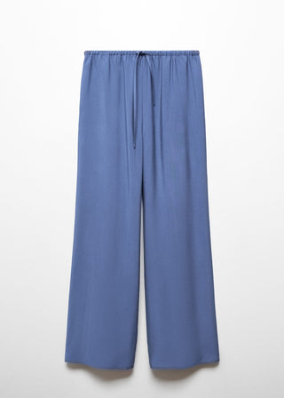 Pantalón Wideleg con Cintura Elástica, Azul