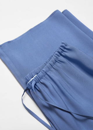 Pantalón Wideleg con Cintura Elástica, Azul