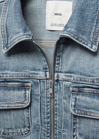 Chaqueta Denim con Bolsillos Delanteros