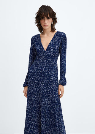 Vestido Manga Larga con Estampado de Punto