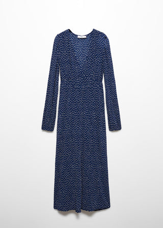 Vestido Manga Larga con Estampado de Punto