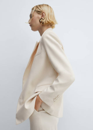 Blazer de Traje Recto con Hombreras