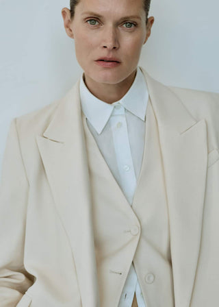 Blazer de Traje Recto con Hombreras