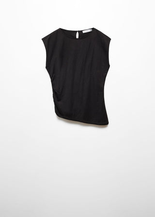 Blusa Cuello Redondo con Bajo Asimétrico