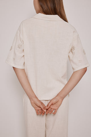 Camisa Manga Corta Detalle Bordado